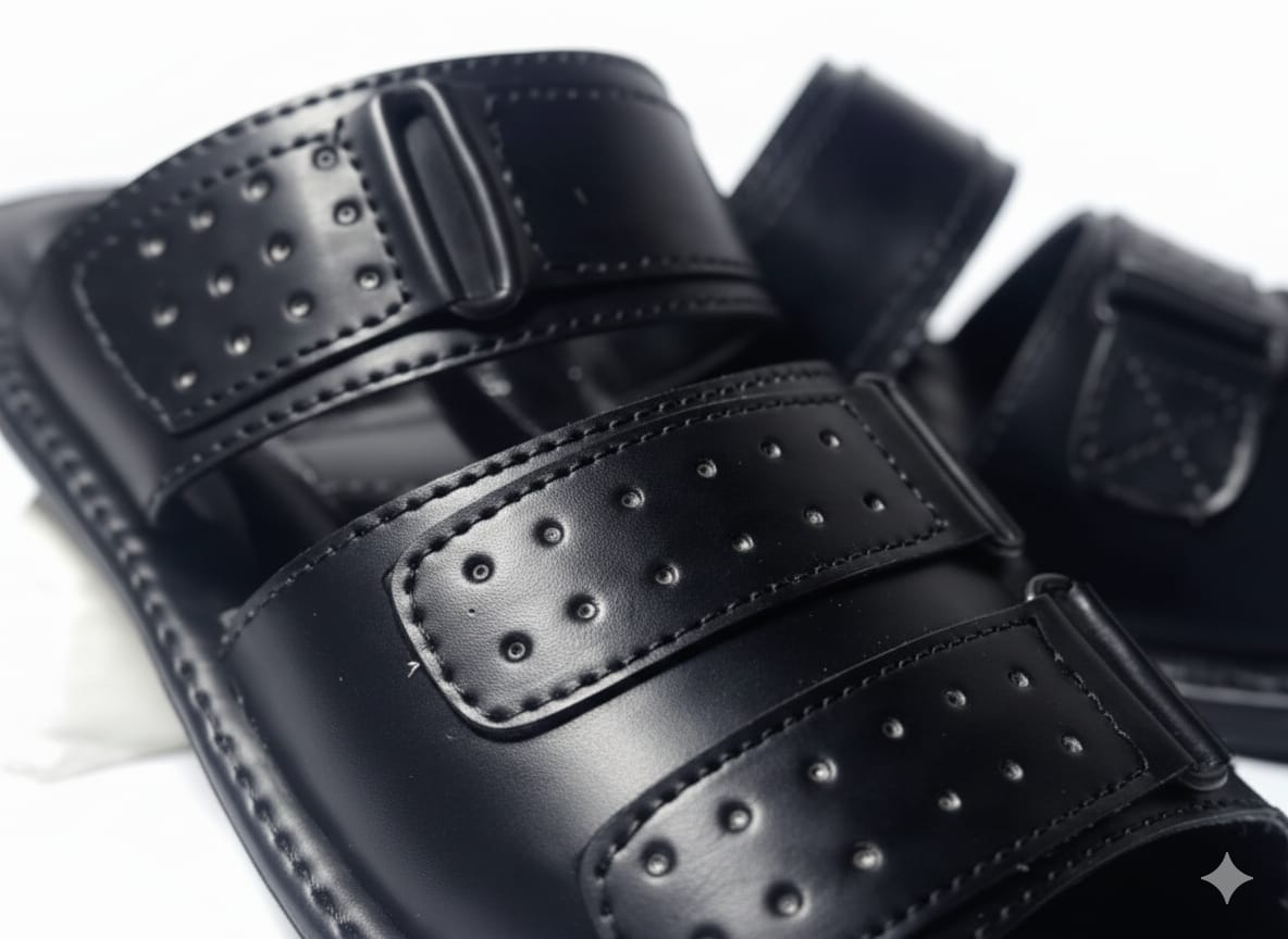 brown Slippers with Buckle Straps – Handmade Premium Footwear A.Lifestyle.pk