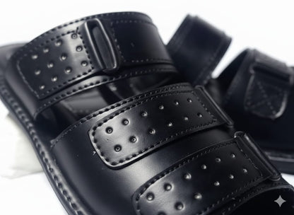 brown Slippers with Buckle Straps – Handmade Premium Footwear A.Lifestyle.pk