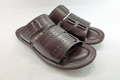 brown Slippers with Buckle Straps – Handmade Premium Footwear A.Lifestyle.pk