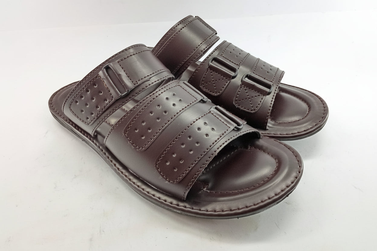 Black Slippers with Buckle Straps – Handmade Premium Footwear A.Lifestyle.pk